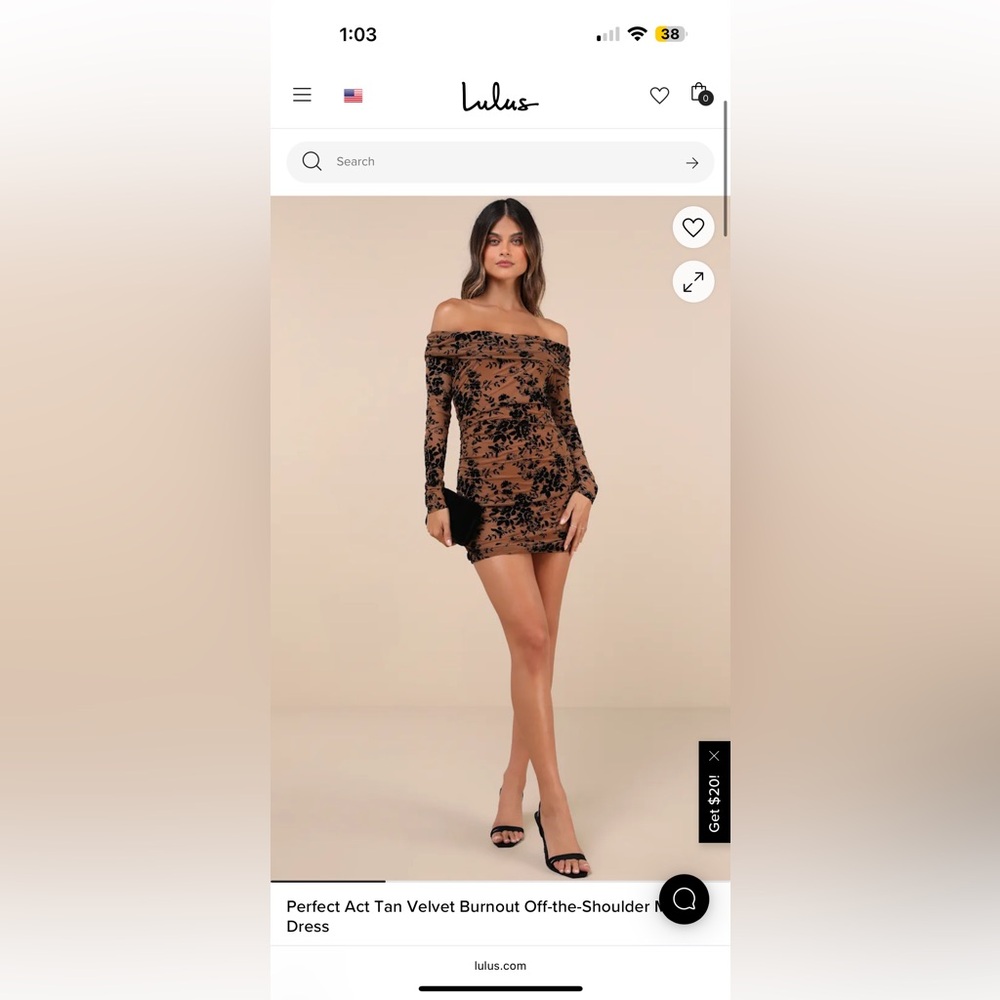 Lulu cocktail off the shoulder dress